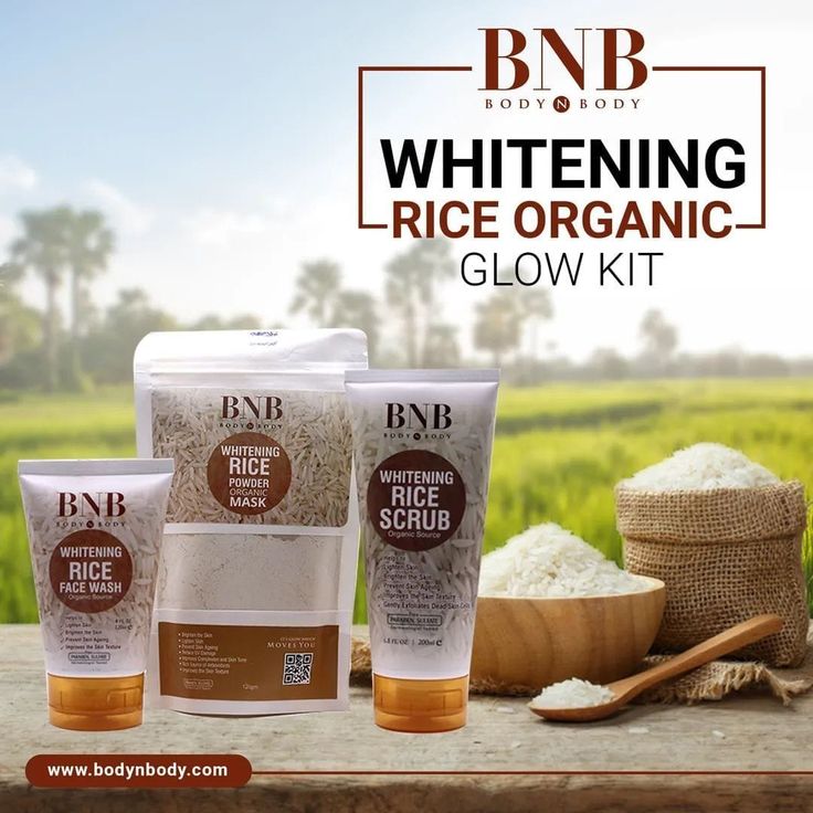 BnB Whitening Rice Extract Bright & Glow Kit (with Box)(Bar code)